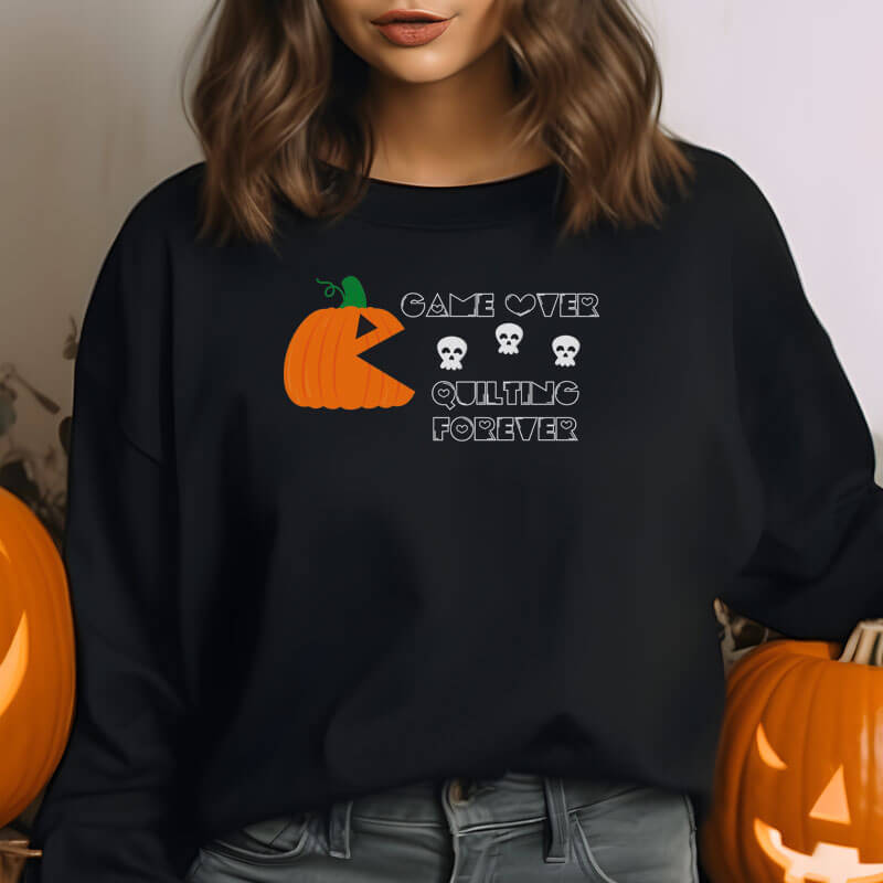 Game-Over-Quilting-Forever-Black-Sweatshirt