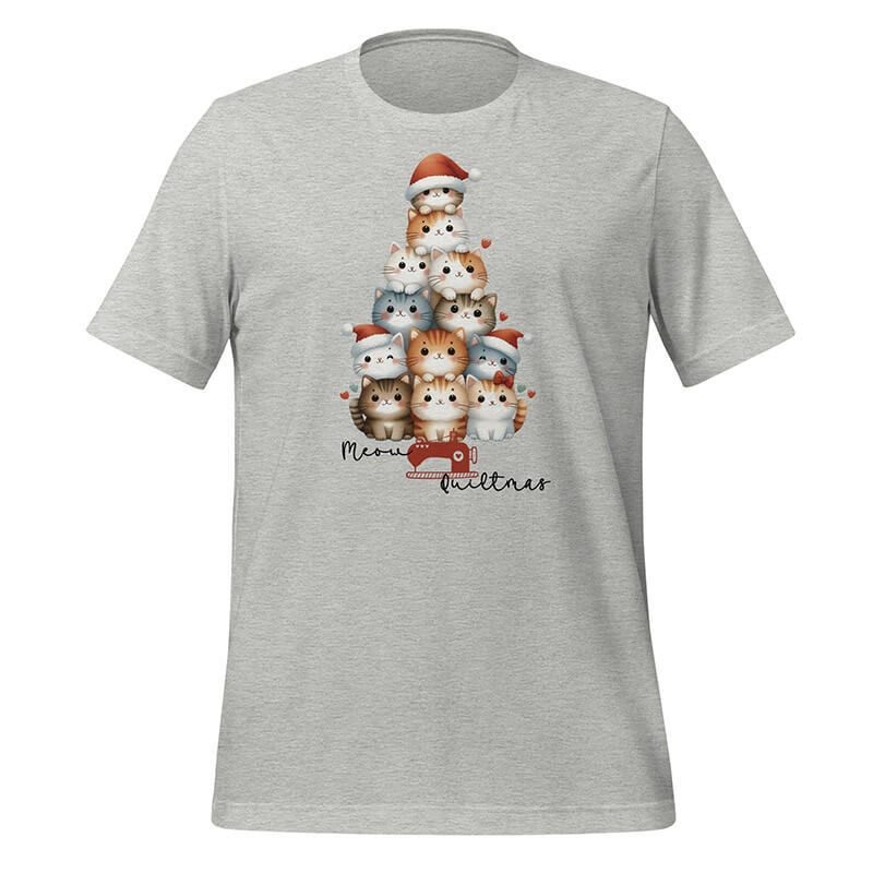 Meow-Christmas-T-Shirt-Gray