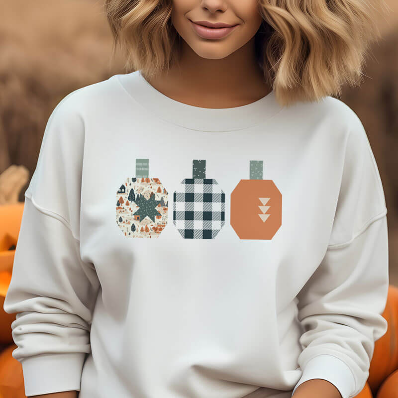 Doohikey Designs LLC Pumpkin Patchwork Sweatshirt XL