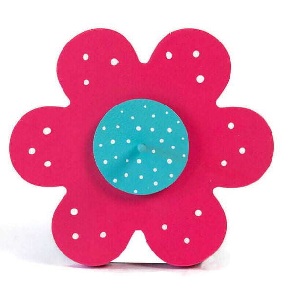 Flower Spindles™ Pink Aqua White Dot - Doohikey Designs® LLC